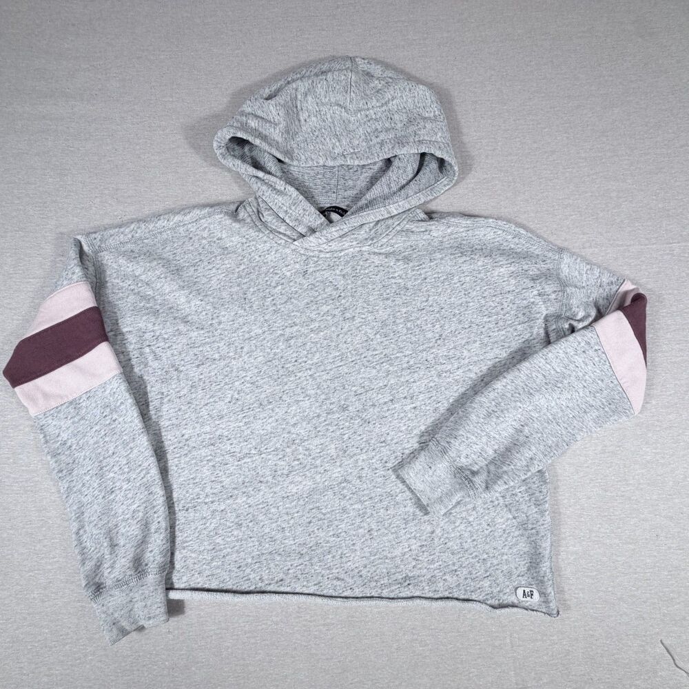 Abercrombie Fitch Small Crop Oversized Pullover Hood Sweatshirt Stripe Essential